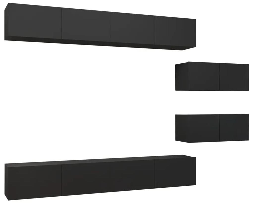 Set di mobili porta tv 6 pz nero in legno multistrato