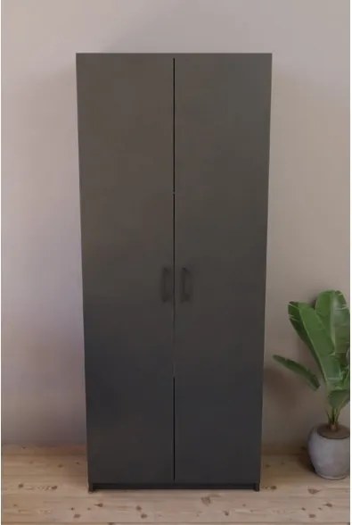 Armadio Guardaroba 74x45x182 Con Barra Appendiabiti Brando Antracite