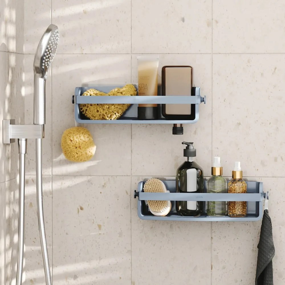 Mensola da bagno blu in plastica riciclata senza foratura Flex - Umbra