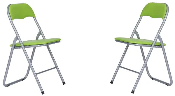 Sedia in metallo pieghevole seduta ecopelle VERDE SET 2 PEZZI