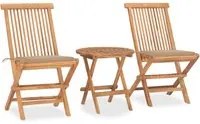 Set da Pranzo Giardino Pieghevole 3 pz Cuscino Massello di Teak 3063174