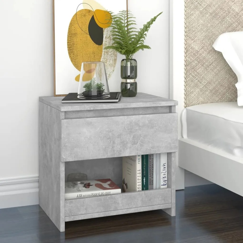 Comodini 2pz Grigio Cemento 40x30x39 Cm İn Legno Multistrato /