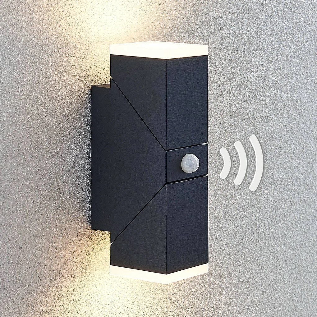 Applique da esterni a LED con sensore Sally Lindby, Nero, Alluminio, Moderno, Applique LED da esterni