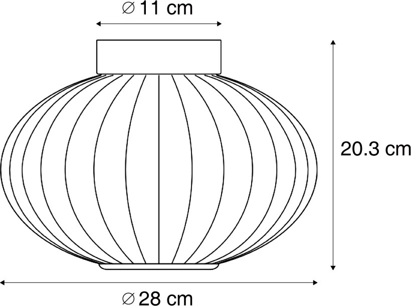 Plafoniera di design nera 28 cm con vetro viola con LED dimmerabile a 3 livelli - Margherite