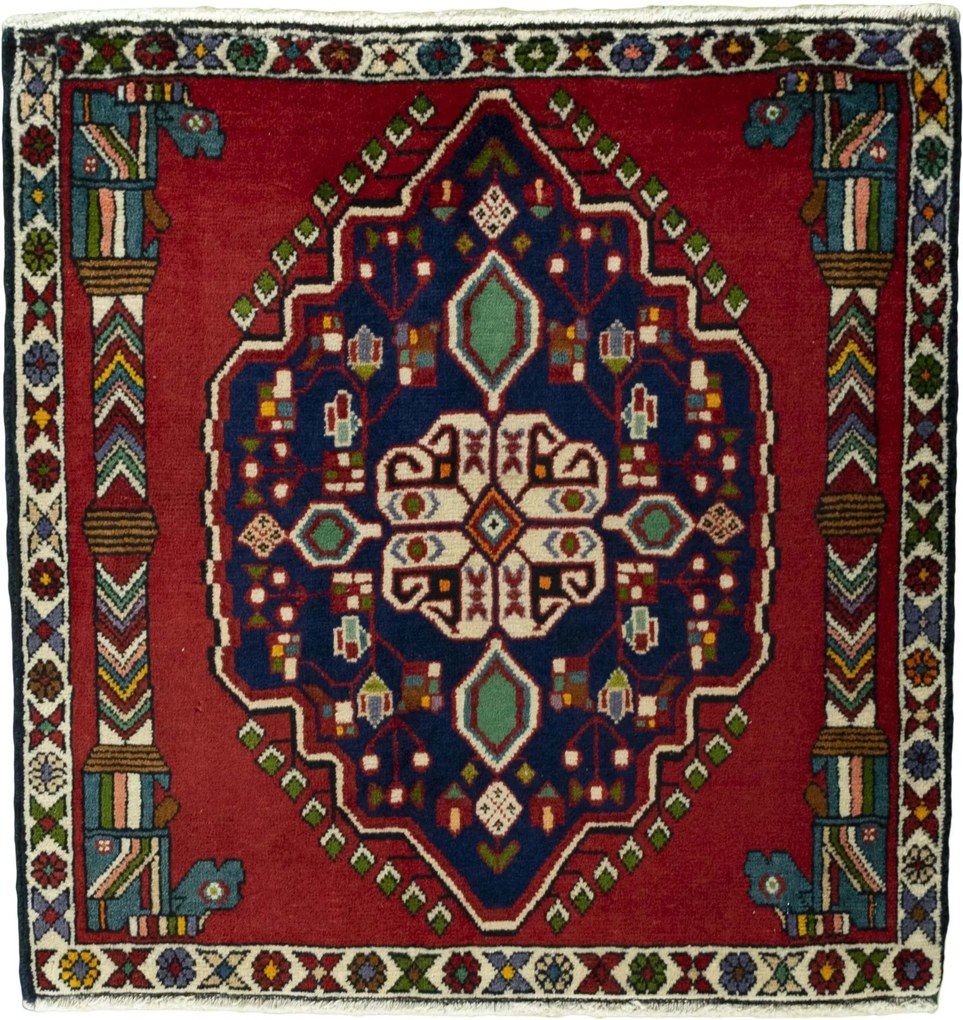 Shiraz Tappeto 70x80 Rosso (Iran) Annodato A Mano