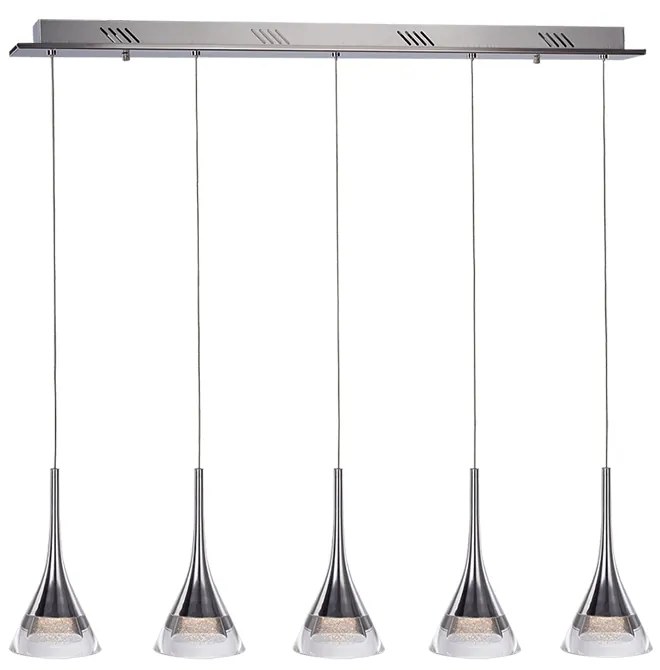 Lampadario A Sospensione Contemporaneo Gioiello Metallo Cromo E Vetro Led 30W