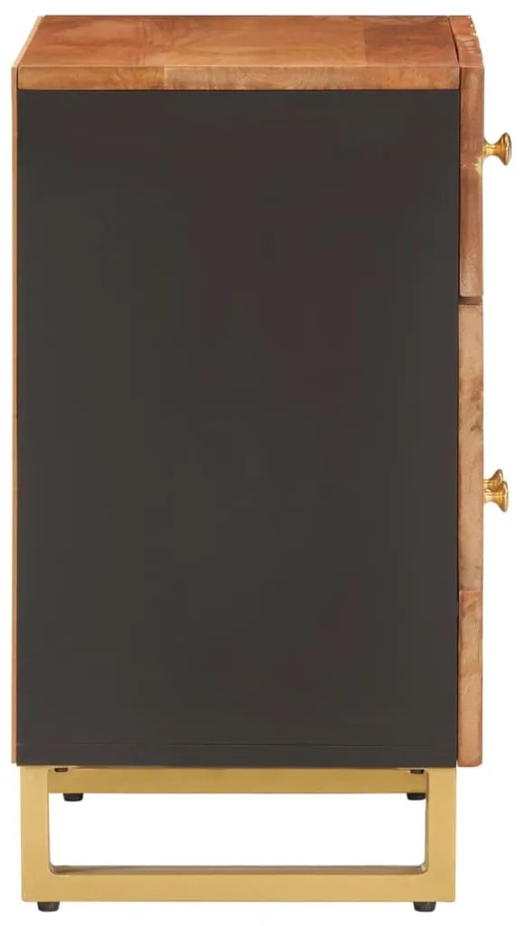 Comodino nero 40x29x50 cm in legno massello di mango