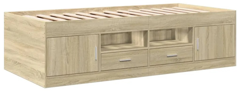 Divano letto con cassetti rovere sonoma 90x190 cm multistrato