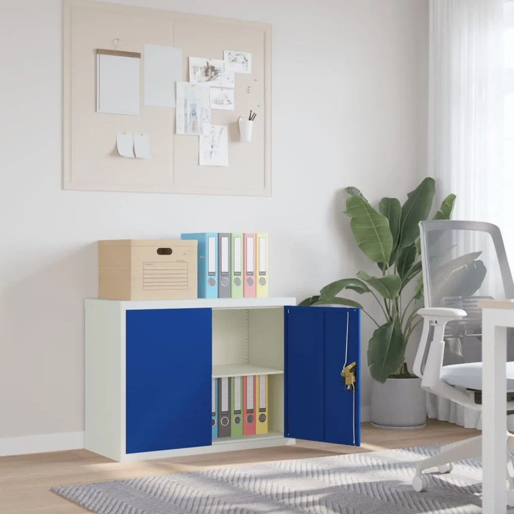 Armadio Classificatore Grigio Chiaro E Blu 90x40x70 Cm Acciaio /