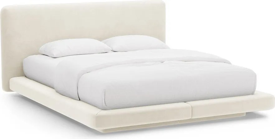 Letto matrimoniale imbottito avorio 160x200 cm Linea – Micadoni