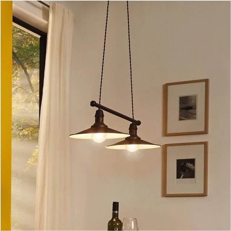 Eglo 49457 - Lampadario a sospensione con cavo STOCKBURY 2xE27/60W/230V