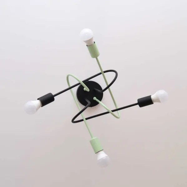 Lampadario a plafone OXFORD 4xE27/15W/230V nero/verde