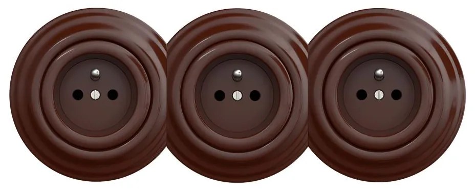 Kliklap - Presa domestica tripla in stile retrò con cornice 230V marrone