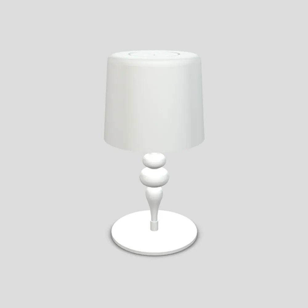 Lampada Da Scrivania Contemporanea Eva In Plastica Bianco Alluminio 4 Luci