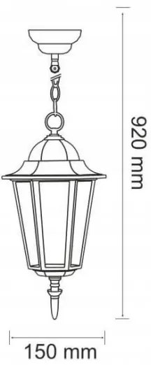 Lampadario da esterno 1xE27/20W/230V IP43 nero