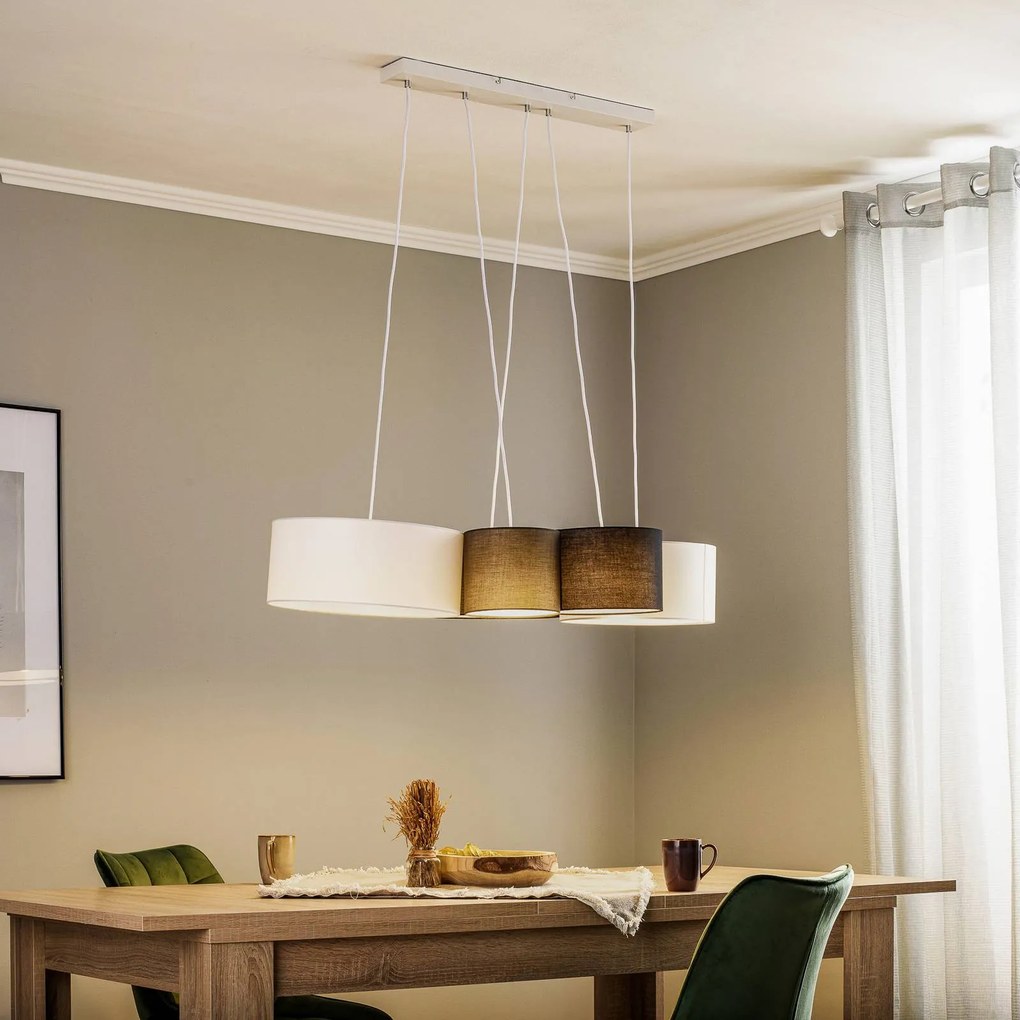 Lindby Vironi sospens 5 luci, nero, grigio, bianco