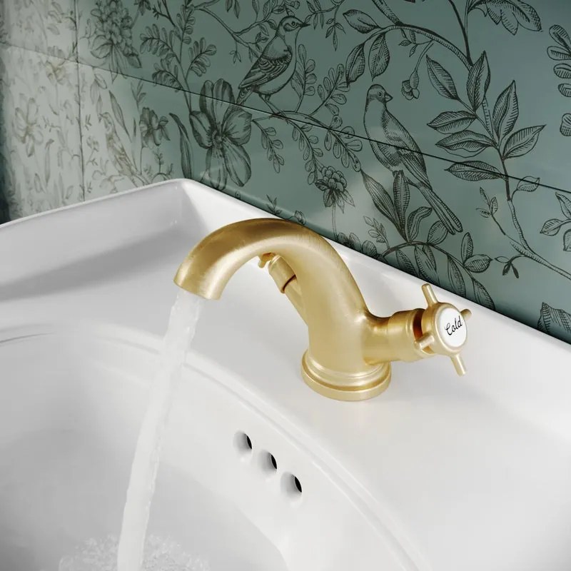 Rubinetto per lavabo Mauna oro opaco SENSEA H 13.3 cm