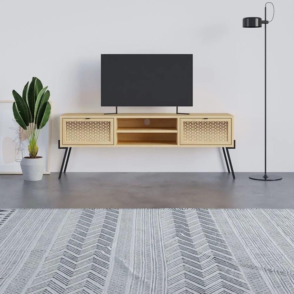 Tavolo TV in rovere colore naturale 140x51 cm Ecrin - Marckeric