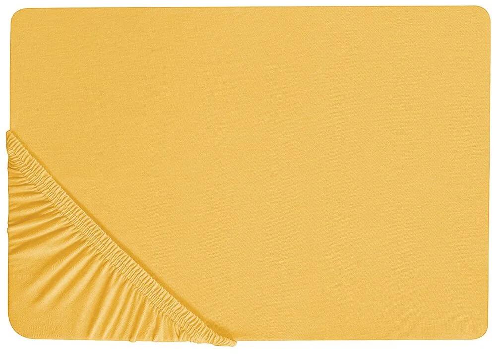 Lenzuolo con angoli cotone giallo senape 160 x 200 cm JANBU Beliani