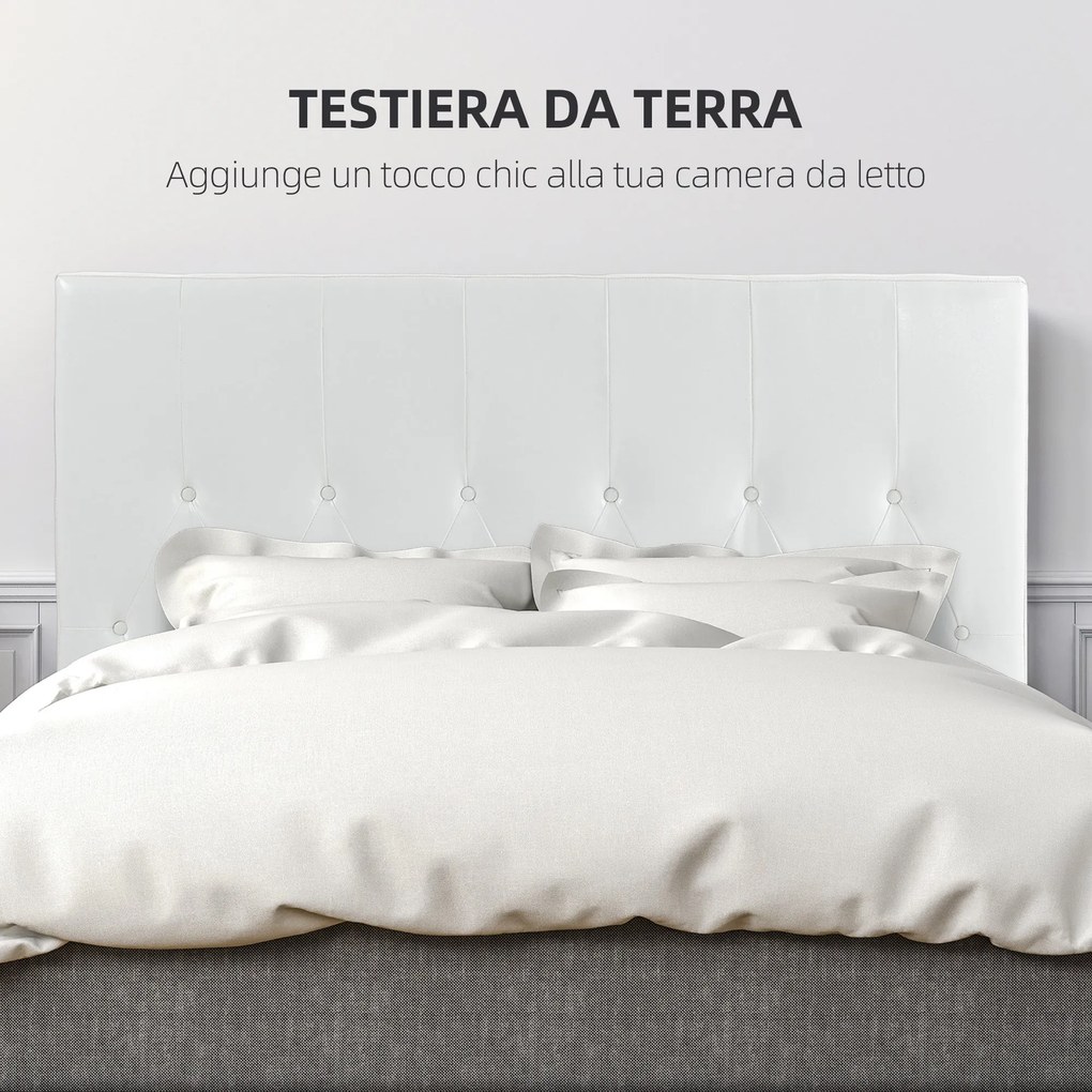 Testiera Letto Matrimoniale Imbottita Design a Bottoni 160x7x120 cm in Pelle PU Bianca...