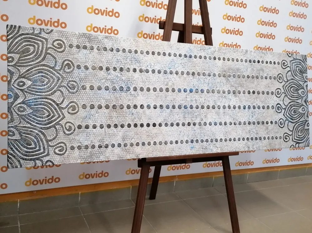 Quadro su tela – Mandala su sfondo grigio