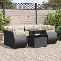 Set Divani da Giardino con Cuscini 7pz Nero Polyrattan 3326587