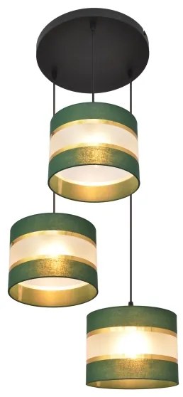 Lampadario a sospensione con filo HELEN 3xE27/15W/230V verde/oro