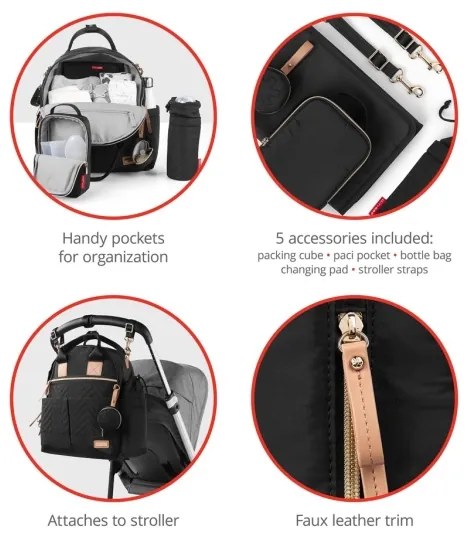 Skip Hop - Zaino fasciatoio 6in1 SUITE SET nero per passeggino