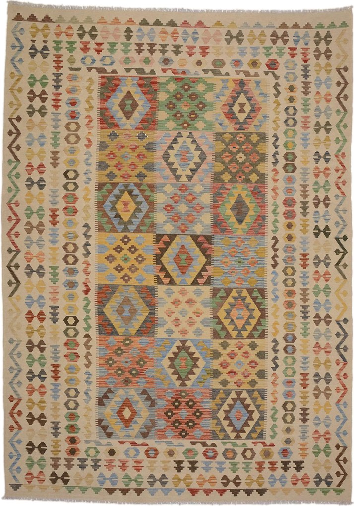 Kilim Tappeto 200x290 Beige (Afghanistan) Tessuto A Mano