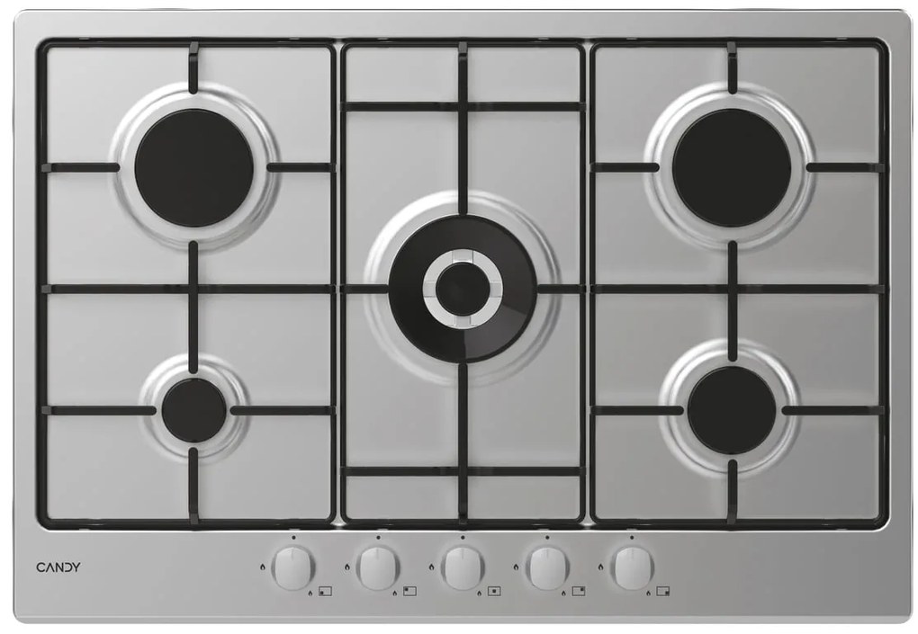 Piano cottura 5 fuochi L 78.6 cm CHW74WX INOX CANDY