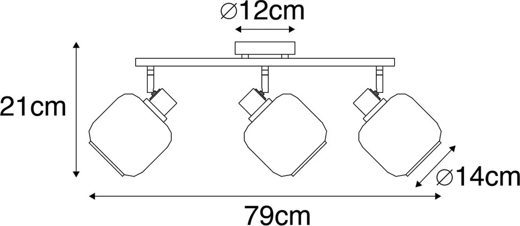Faretto da soffitto intelligente nero con vetro fumé oblungo incl. 3 Wifi P45 - Zuzanna
