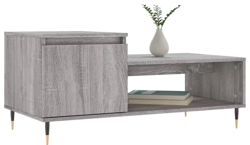 Tavolino da salotto grigio sonoma 100x50x45cm legno multistrato