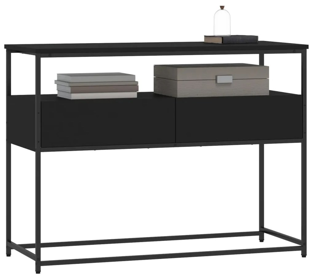 Tavolino consolle nero 100x40x75 cm in legno multistrato