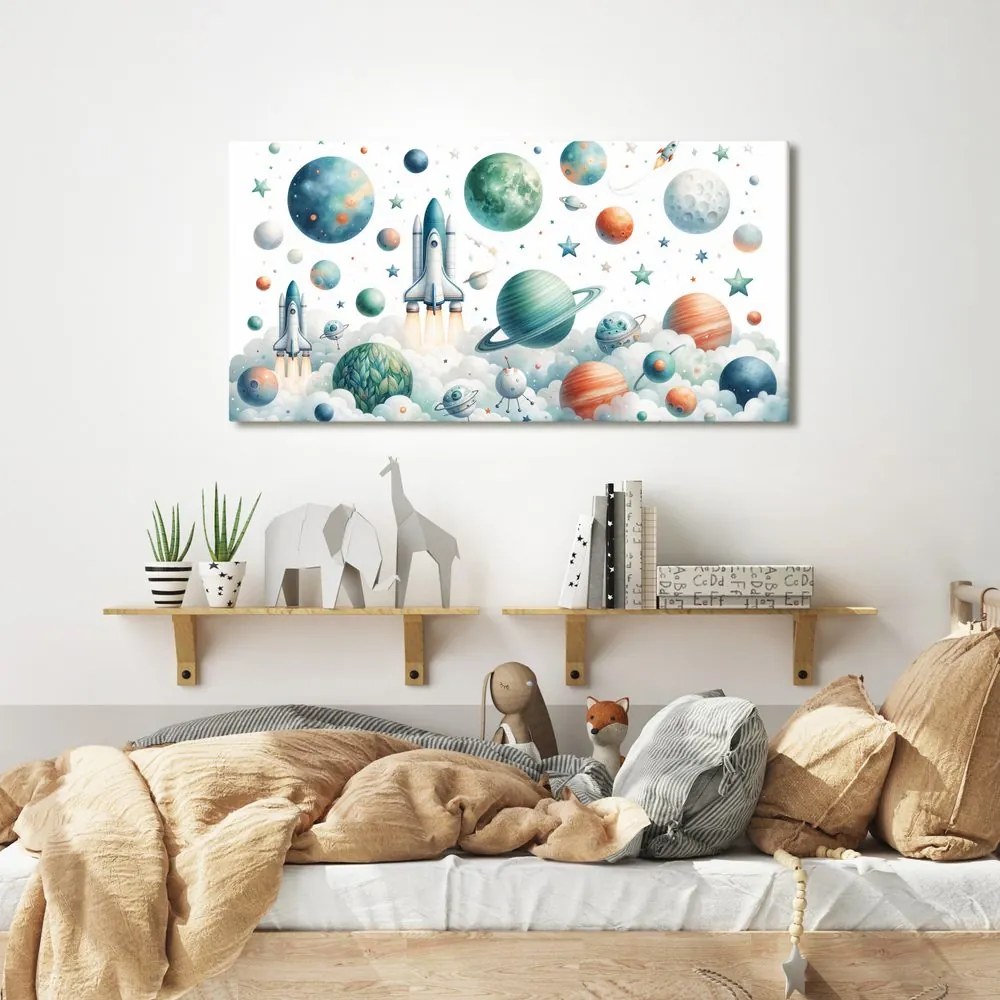 Quadro su tela – Lancio di razzi nello spazio