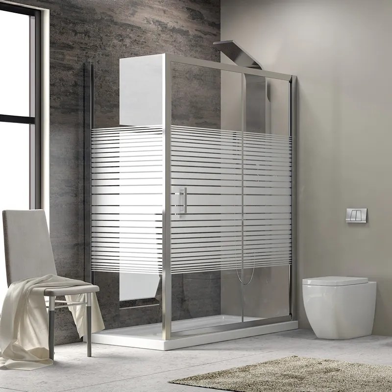 Kamalu - Box doccia 150x80 laterale fisso 80cm vetro serigrafato altezza 180cm | K410NS