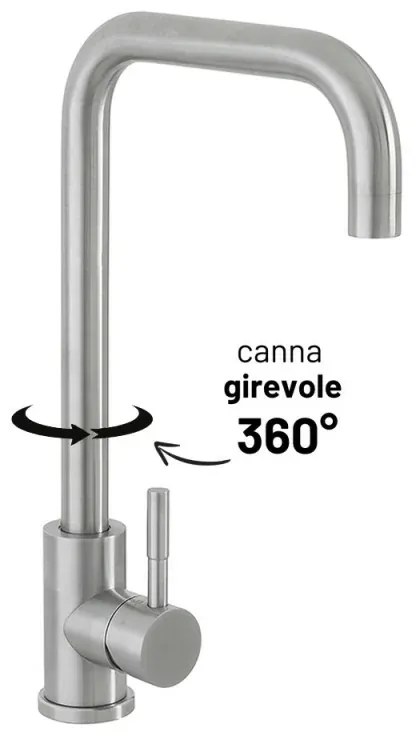 Miscelatore lavello in acciaio spazzolato con canna svedese girevole