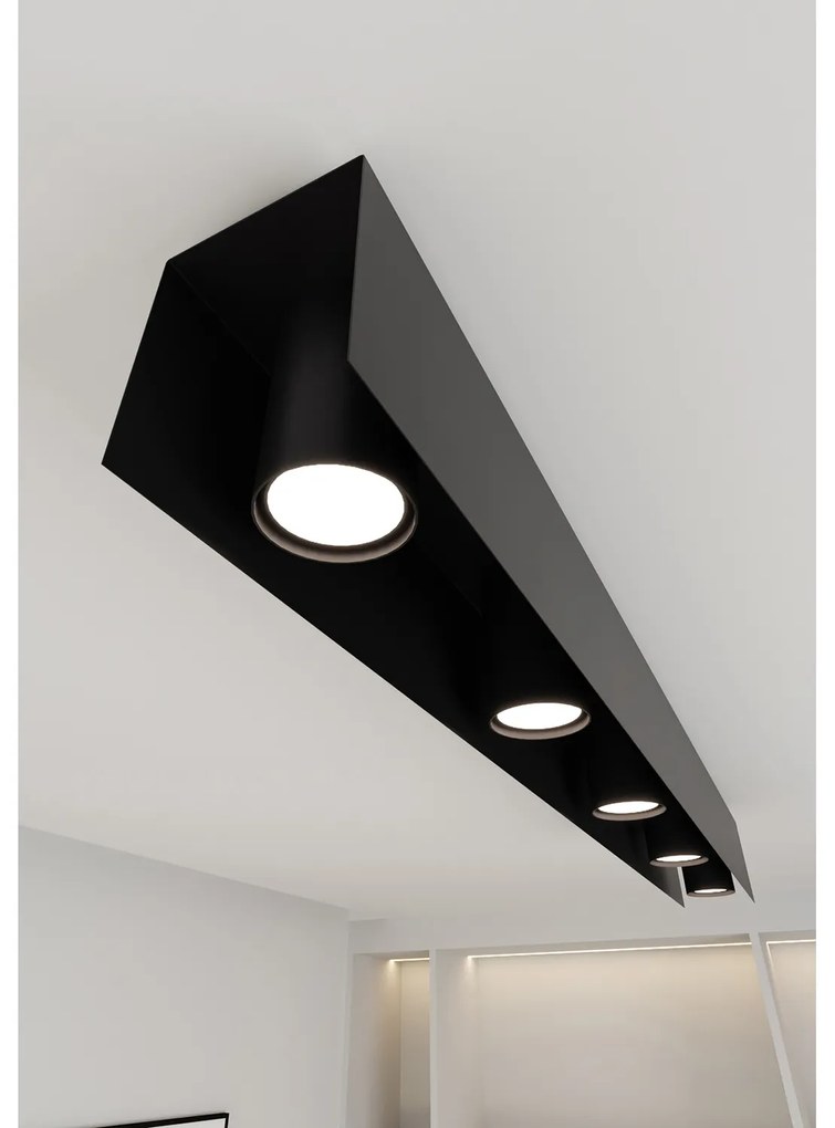 Plafoniera Moderna 5 Luci Cassiopea In Acciaio Nero