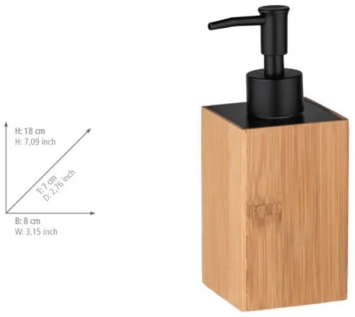 WENKO 23984100 - Dispenser per sapone PADUA 210 ml marrone/nero