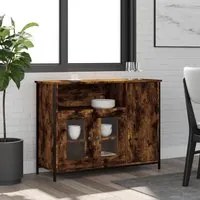 Credenza Rovere Fumo 100x35x75 cm in Legno Multistrato 835511