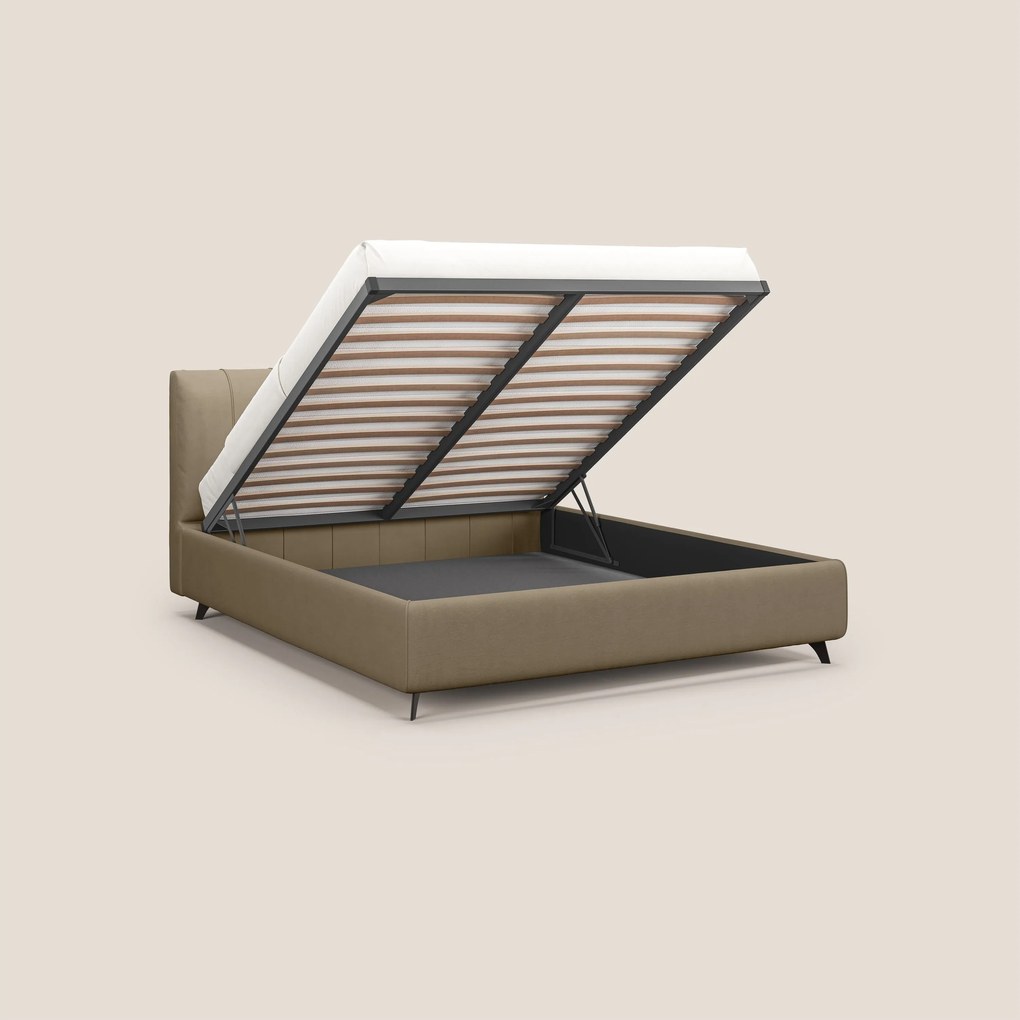 Bogart letto imbottito contenitore completamente sfoderabile in microfibra smacchiabile T11 tortora