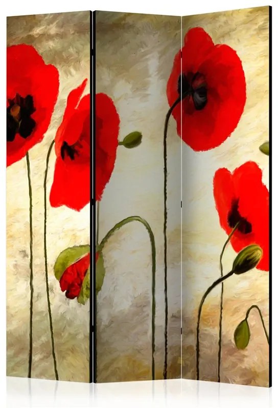 Paravento  Golden Field of Poppies [Room Dividers]  Colore Verde, Dimensioni e Misure 135x172