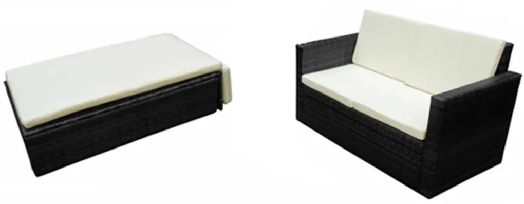 Set Divani da Giardino 2 pz con Cuscini in Polyrattan Nero