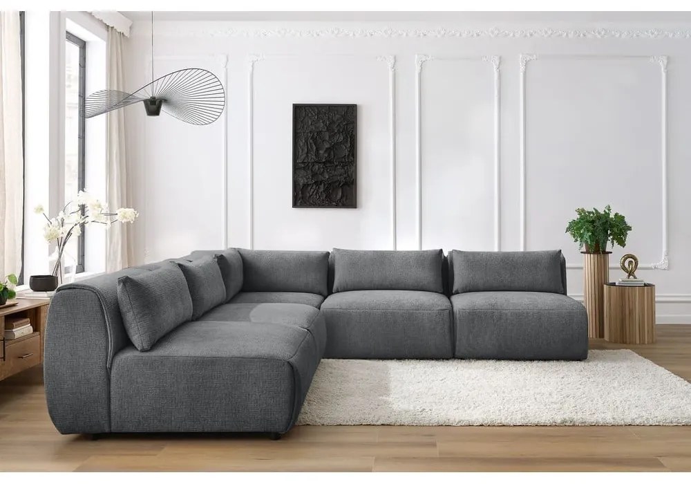 Divano angolare grigio (variabile) Jeanne - Bobochic Paris