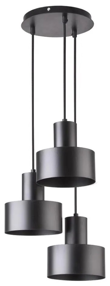 Lampadario su filo RIF 3xE27/60W/230V nero