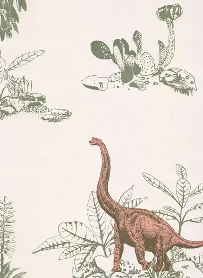 Sian Zeng Carta da parati Dino - Pink/ Green