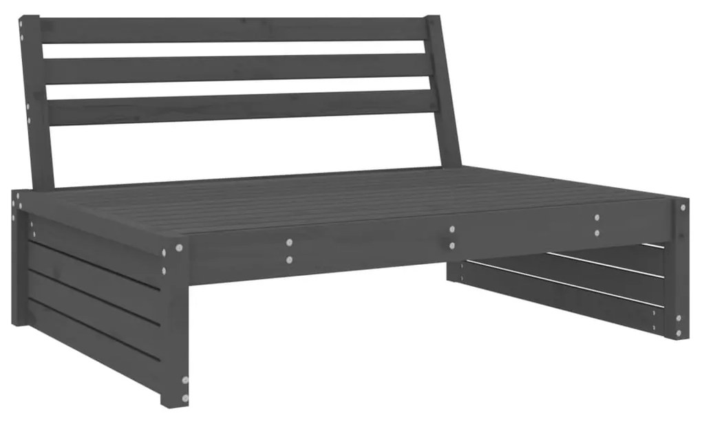 Set Salotto da Giardino 6 pz Grigio in Legno Massello di Pino