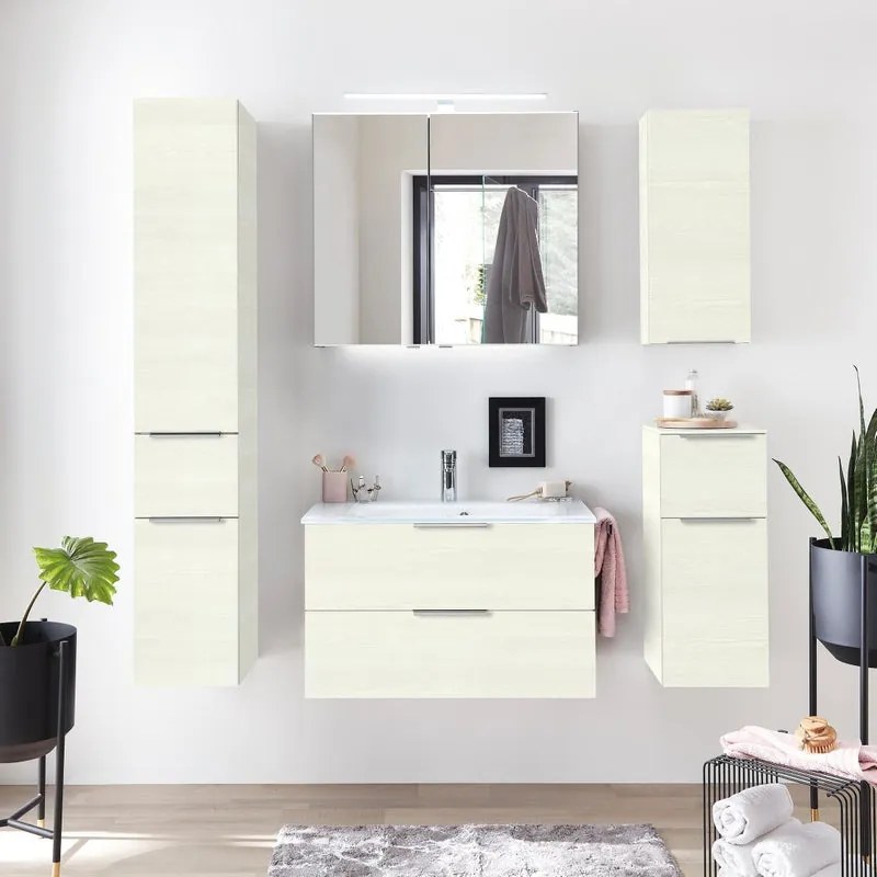 Mobile da bagno sotto lavabo PELIPAL Madeo bianco L 80 x H 48 x P 45 cm 2 cassetti, lavabo non incluso