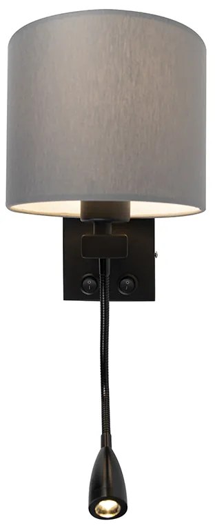 Applique moderna nera con paralume grigio - Brescia