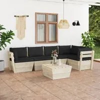 Set Divani da Giardino su Pallet 6 pz con Cuscini Legno Abete cod mxl 41089