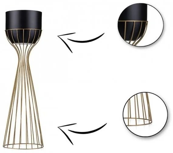 Vaso da fiori in metallo LOFT 56x20 cm oro/nero